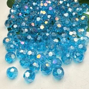 10mm Round Austrian Crystal Beads Multi Faceted AB Blue DIY Jewelry Making Lot